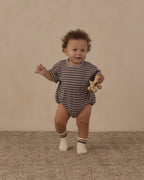Relaxed Bubble Romper Vintage Stripe