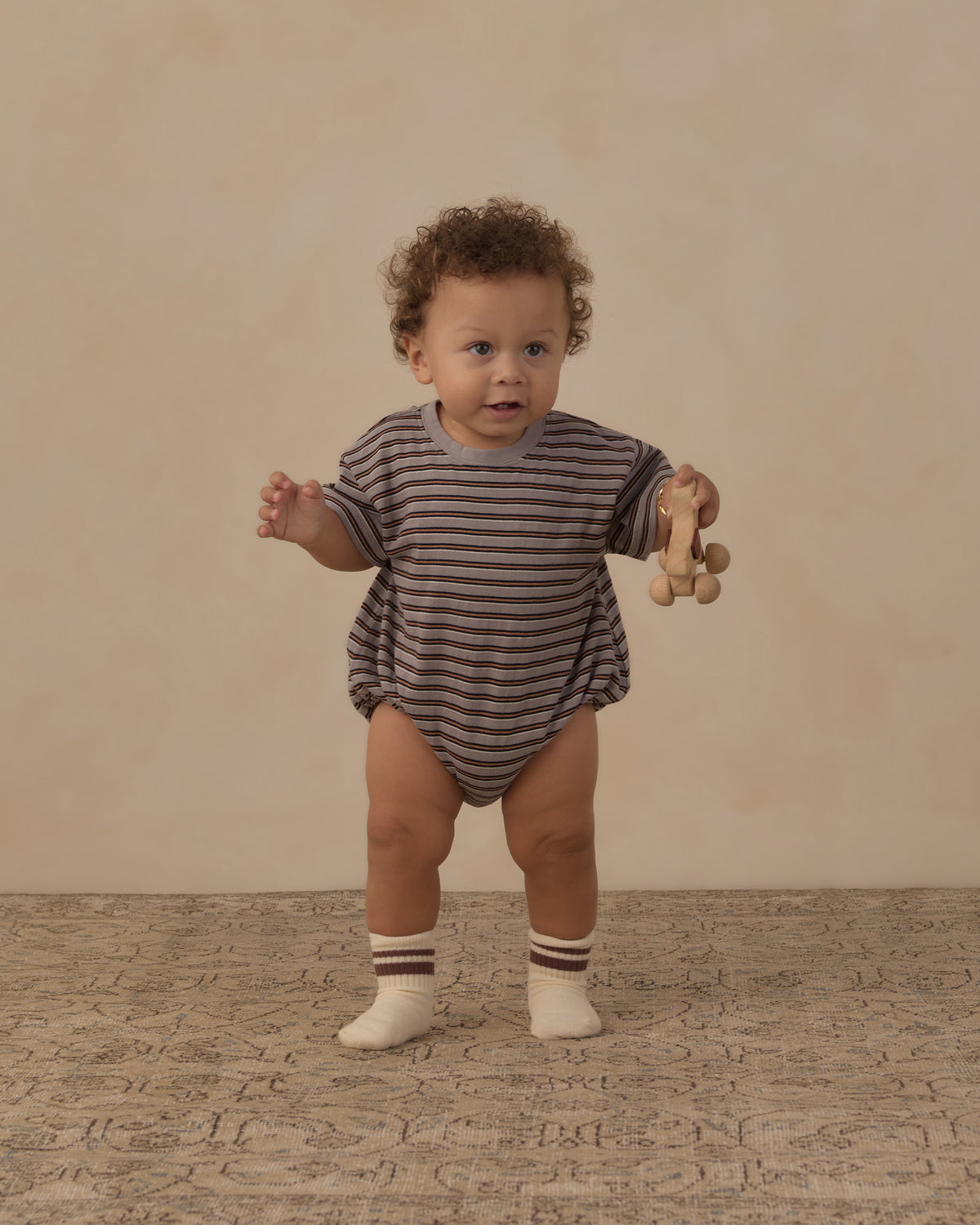 Relaxed Bubble Romper Vintage Stripe