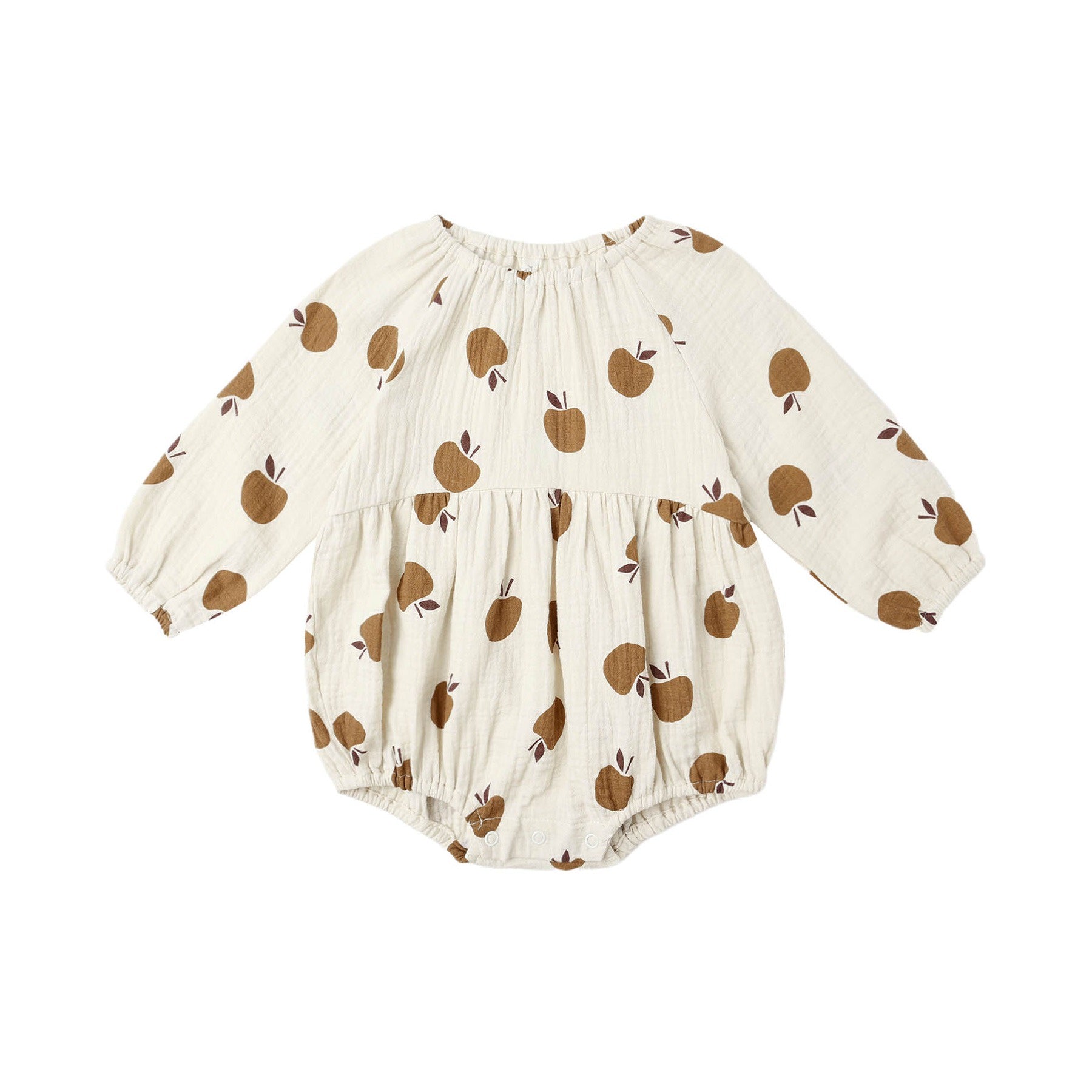 Rylee + Cru Long Sleeve Bubble Romper - Golden Apples