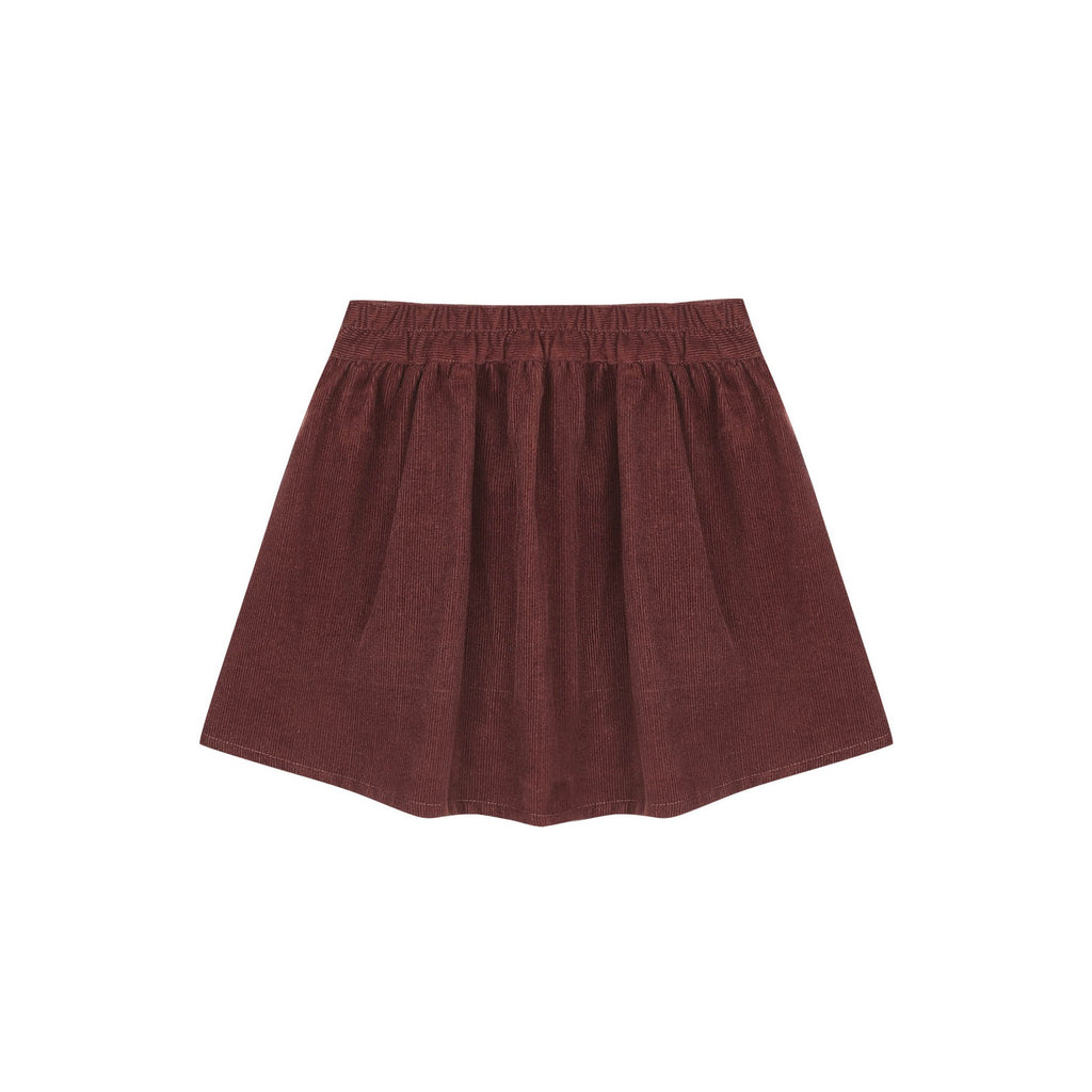 Button Front Mini Skirt - Burgundy