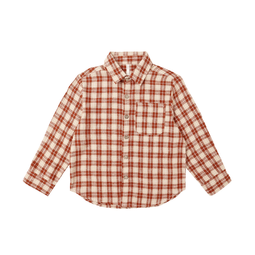 Collared Long Sleeve Shirt - Red Plaid
