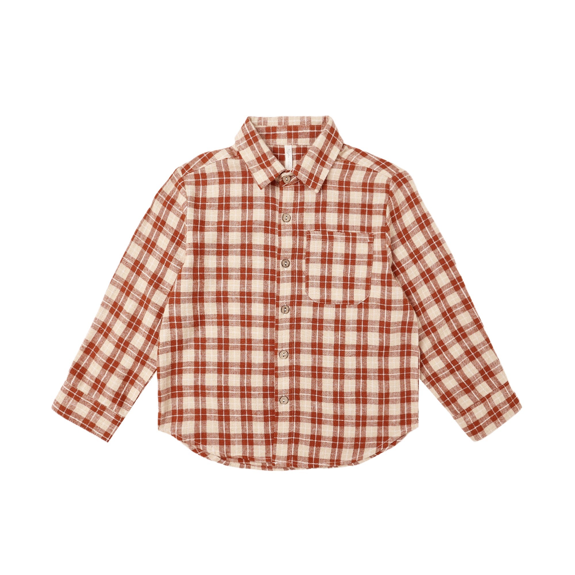 Rylee + Cru Collared Long Sleeve Shirt - Red Plaid