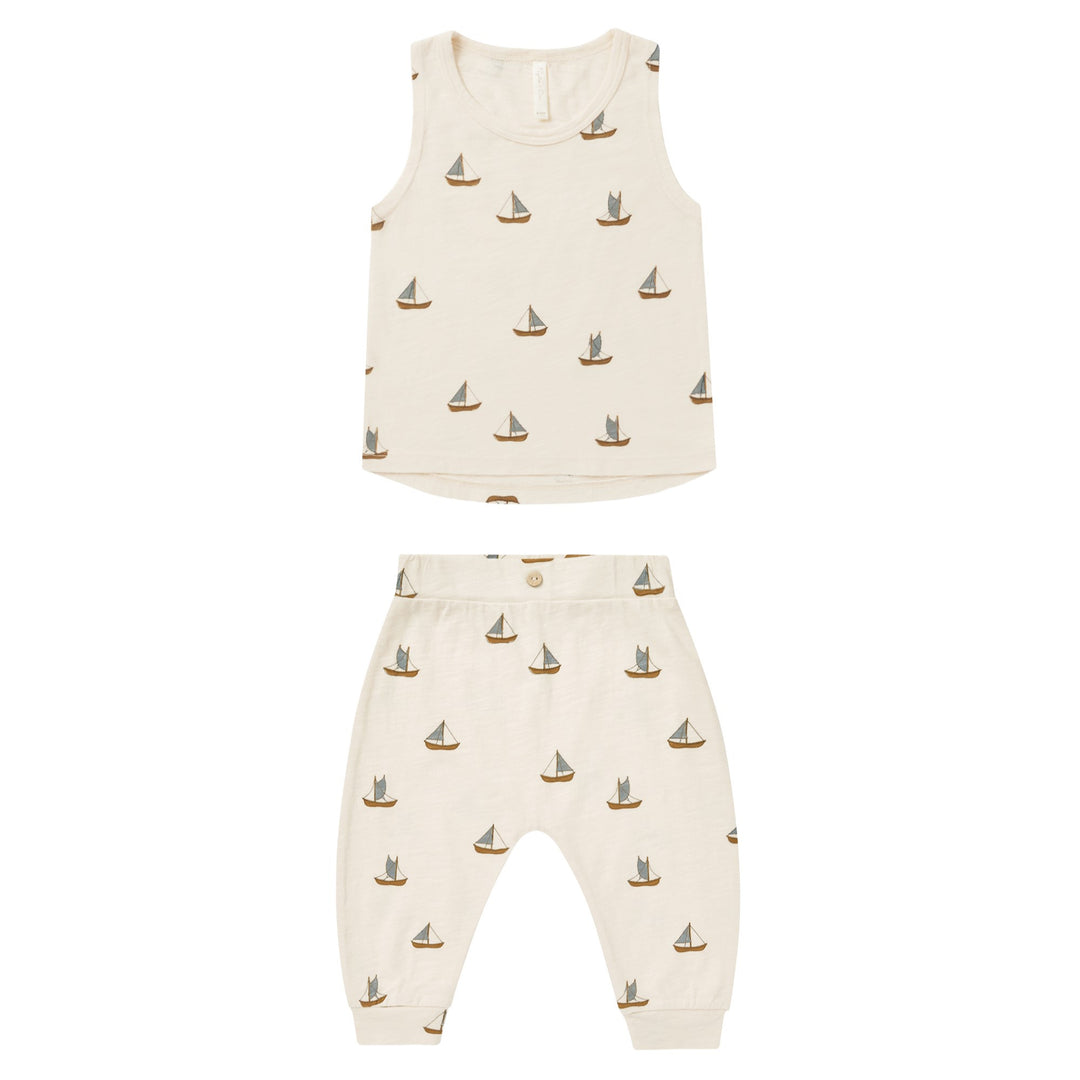 Rylee + Cru Tank and Slouch Pant Set - Sailboats