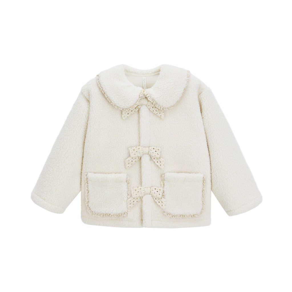 Rylee + Cru Shearling Collared Coat - Natural