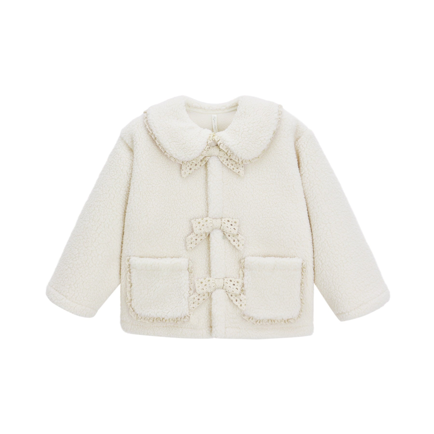 Rylee + Cru Shearling Collared Coat - Natural