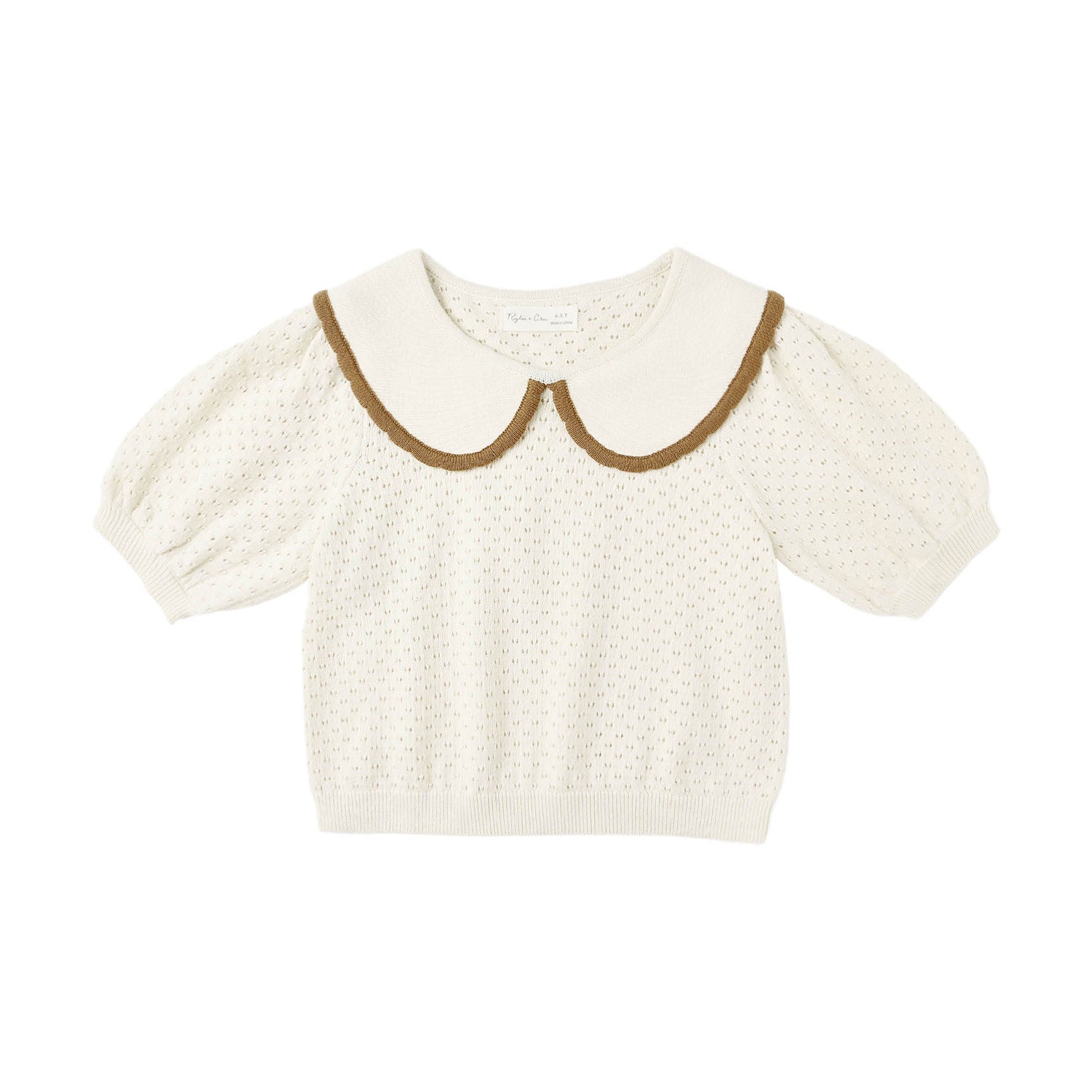 Pointelle Collared Top - Natural