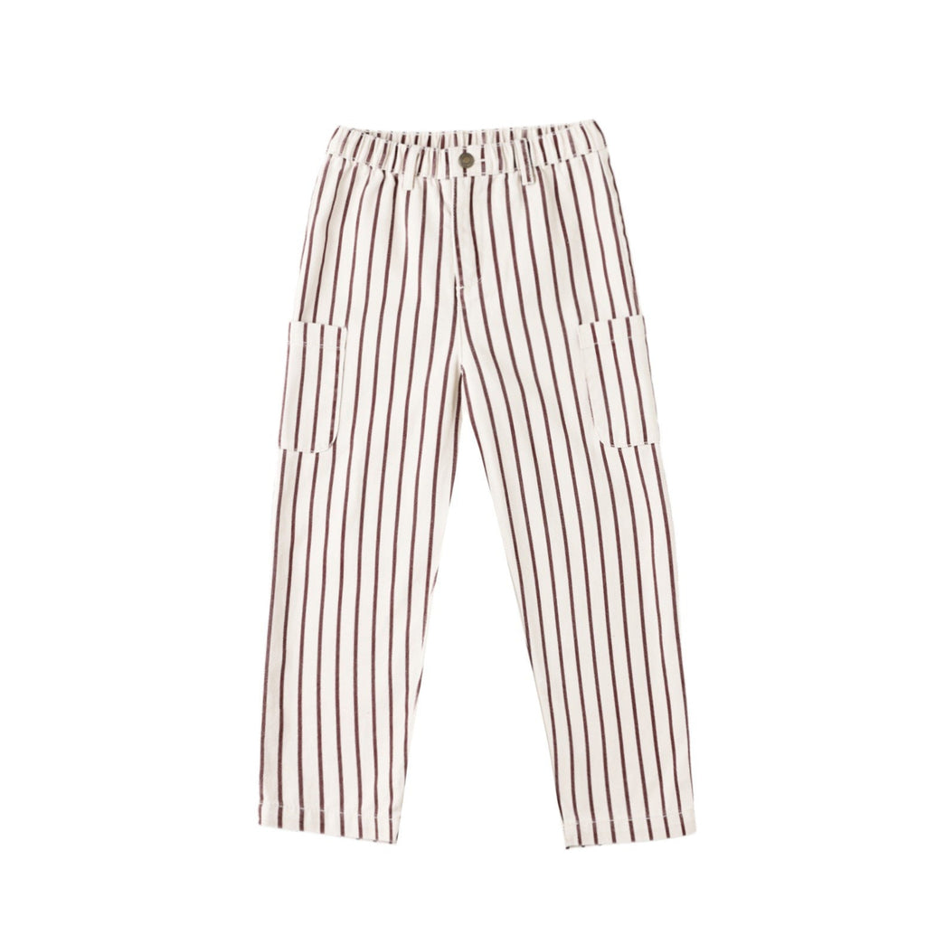 Rylee + Cru Relaxed Cargo Pant - Burgundy Pinstripe