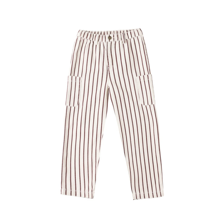 PRE-ORDER Rylee + Cru Relaxed Cargo Pant || Burgundy Pinstripe