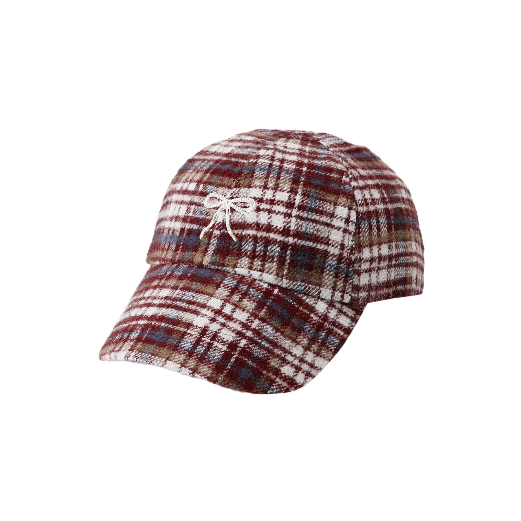 Baseball Hat Burgundy Plaid