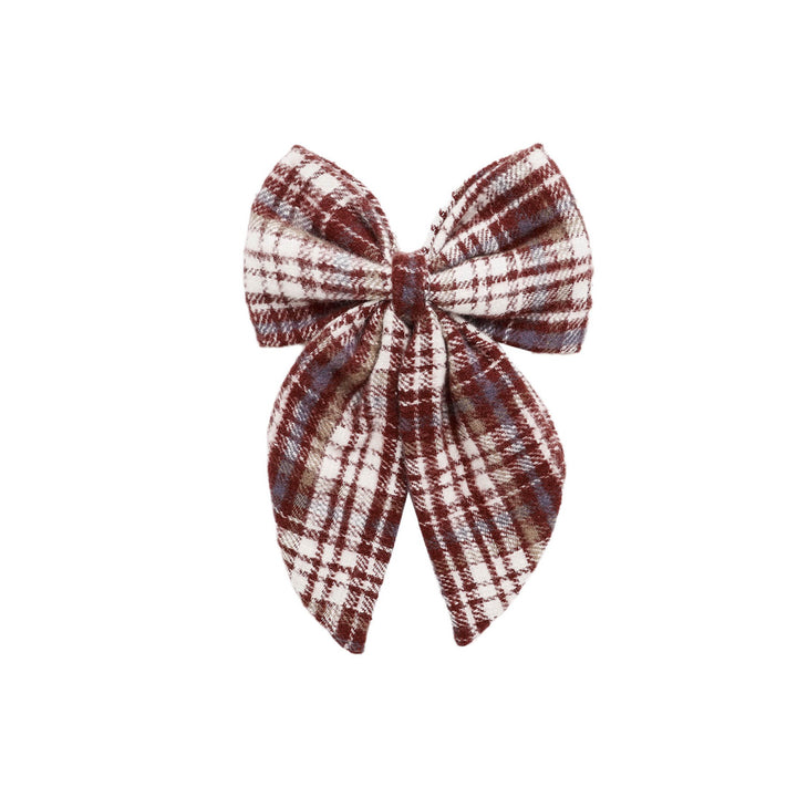 PRE-ORDER Rylee + Cru Oversized Bow | Burgundy Plaid