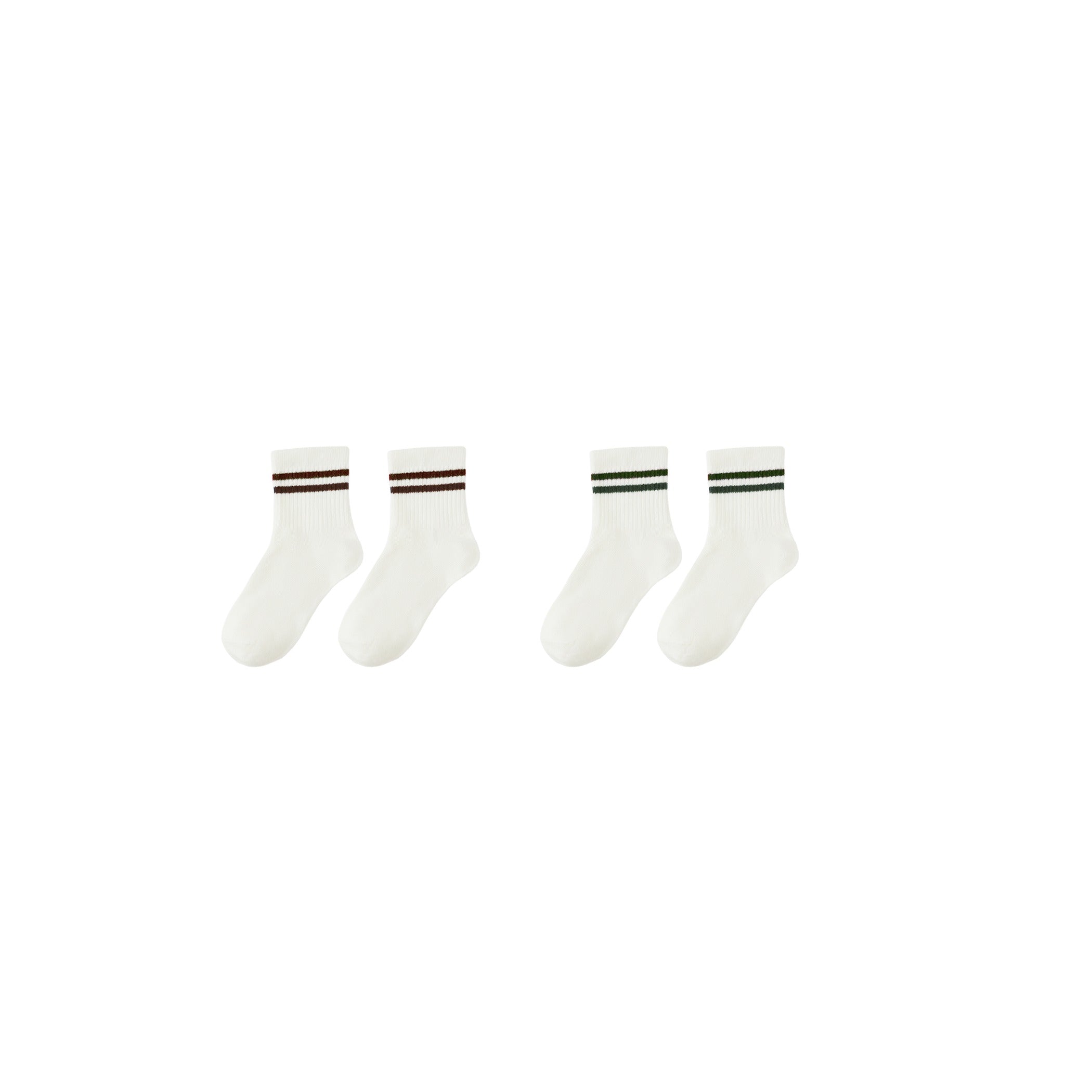 Rylee + Cru Stripe Socks, Set Of 2 - Brown + Green Stripe