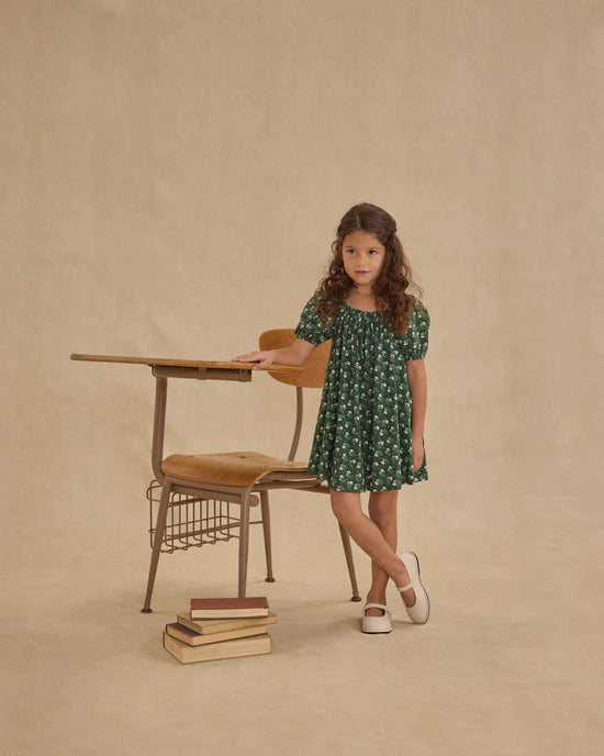 Sabrina Mini Dress - Green Ditsy