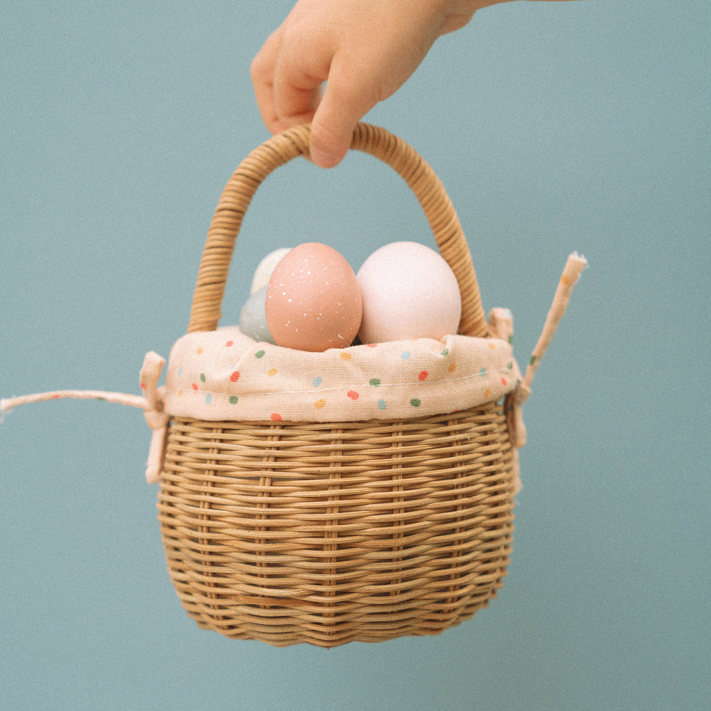 Rattan Berry Basket with Lining - Gumdrop