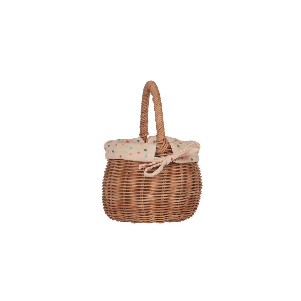 Rattan Berry Basket with Lining - Gumdrop