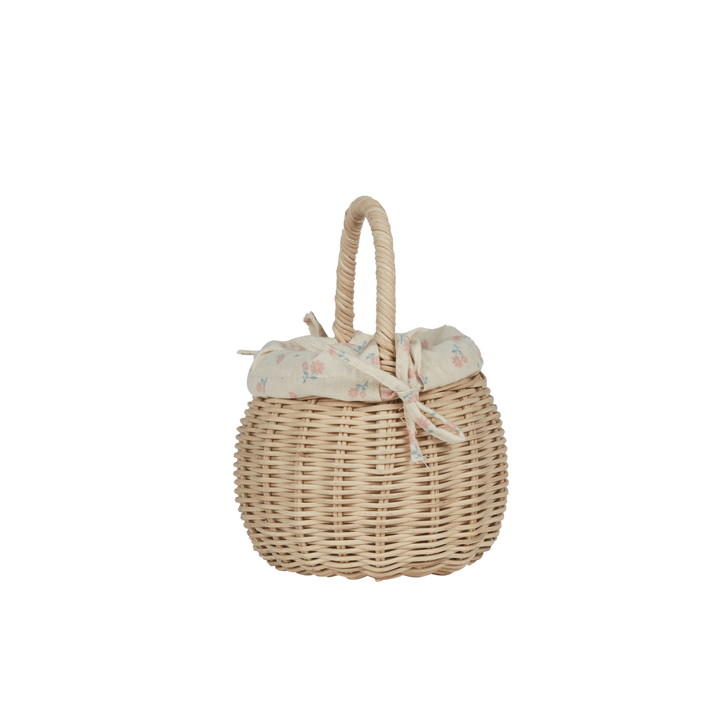 Olli Ella Rattan Berry Basket with Lining - Pansy