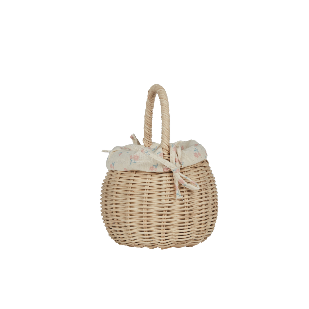 Olli Ella Rattan Berry Basket with Lining - Pansy