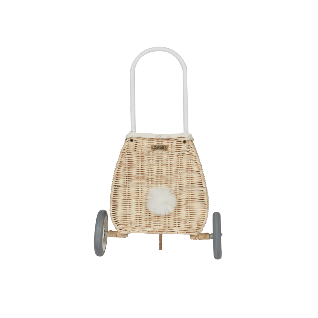 Olli Ella Rattan Bunny Luggy with Lining - Pansy