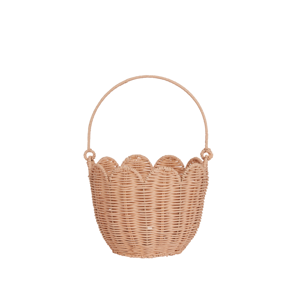 Rattan Tulip Carry Basket - Seashell Pink