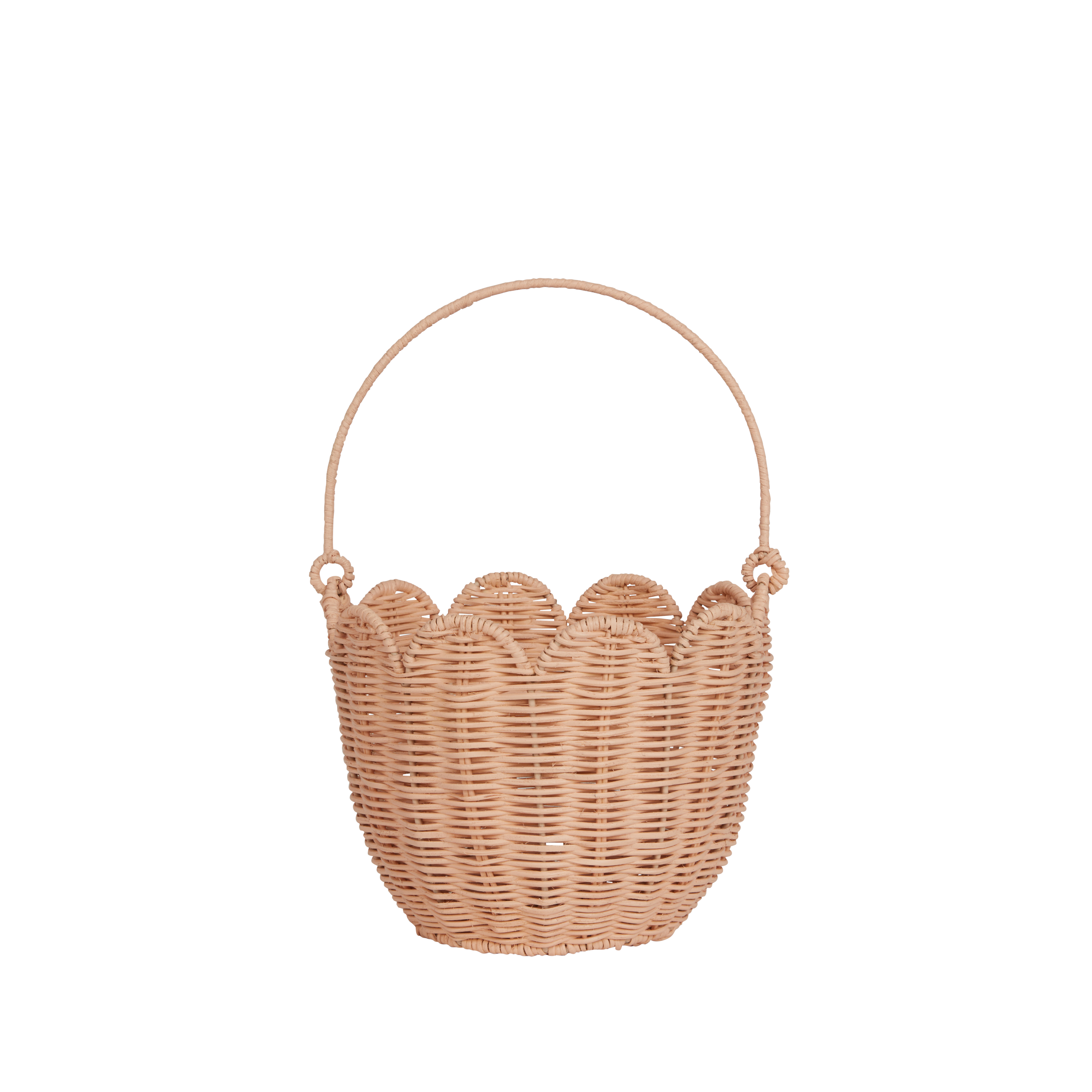 Rattan Tulip Carry Basket - Seashell Pink
