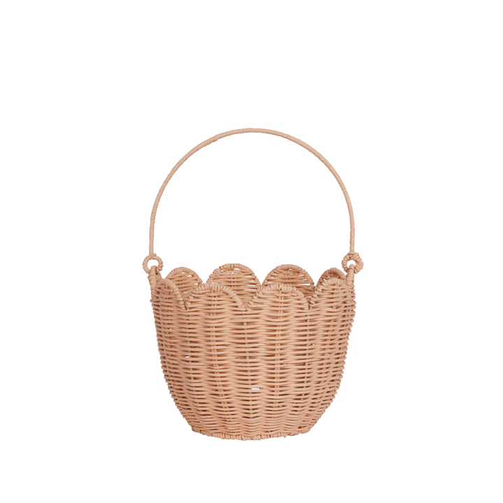 Olli Ella Rattan Tulip Carry Basket - Seashell Pink