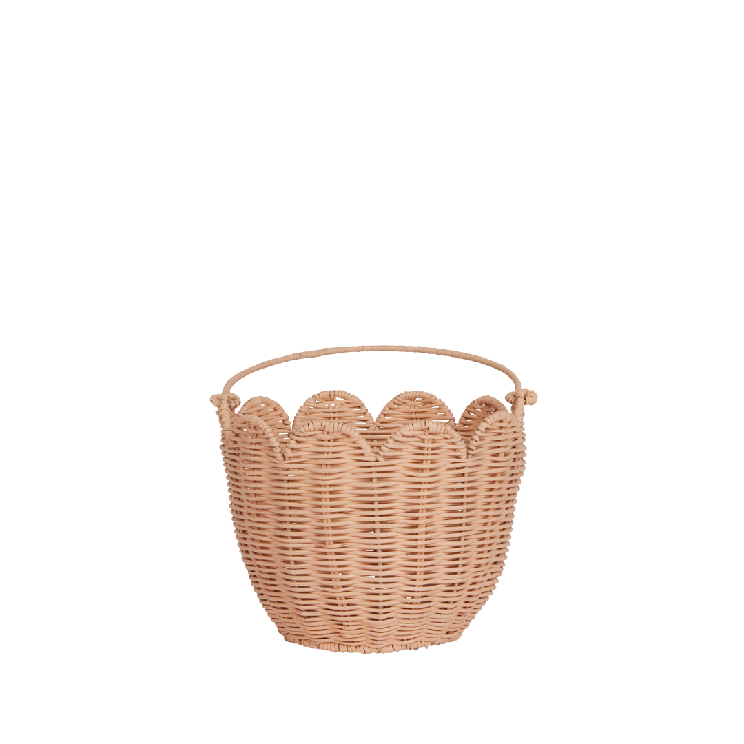 Olli Ella Rattan Tulip Carry Basket - Seashell Pink