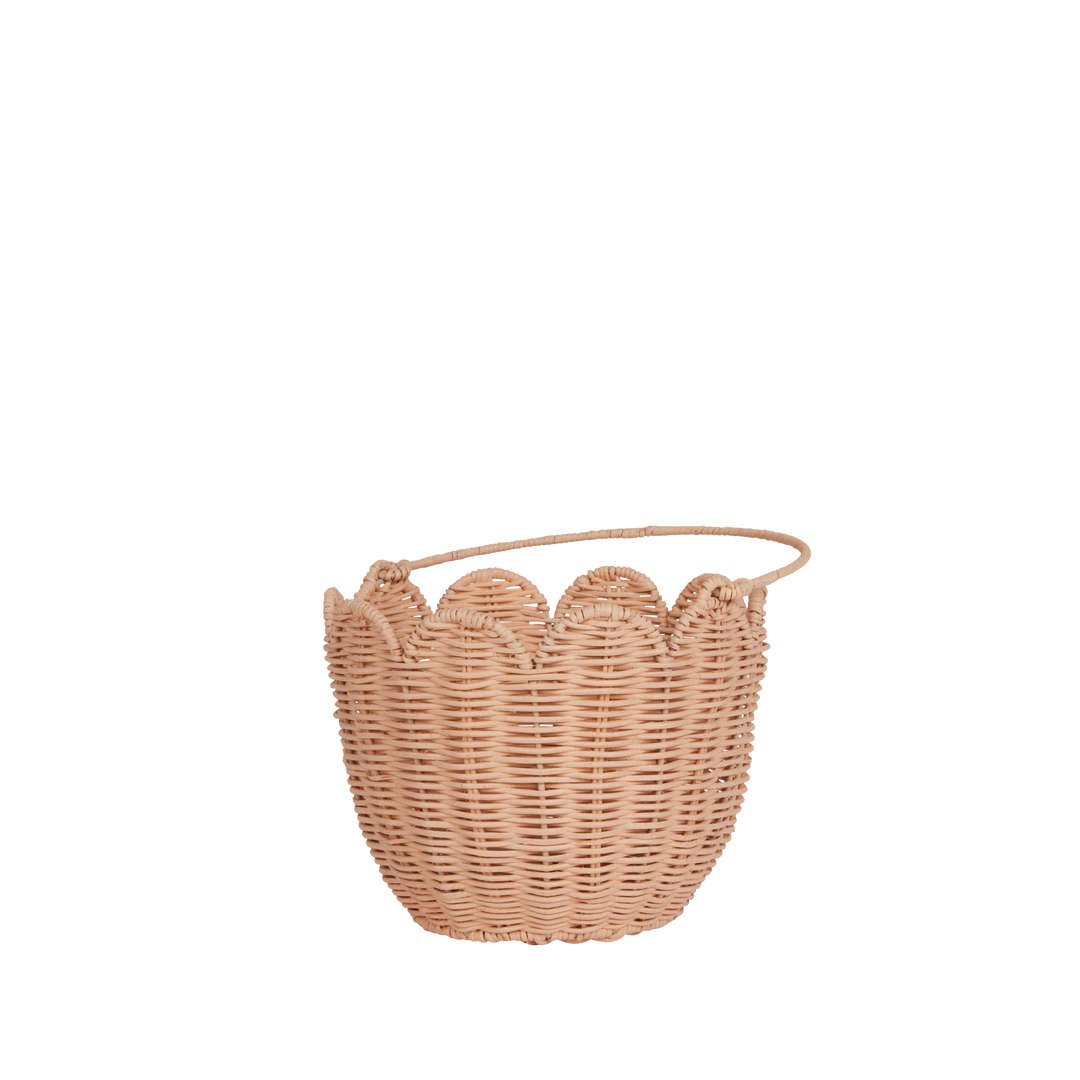 Olli Ella Rattan Tulip Carry Basket - Seashell Pink