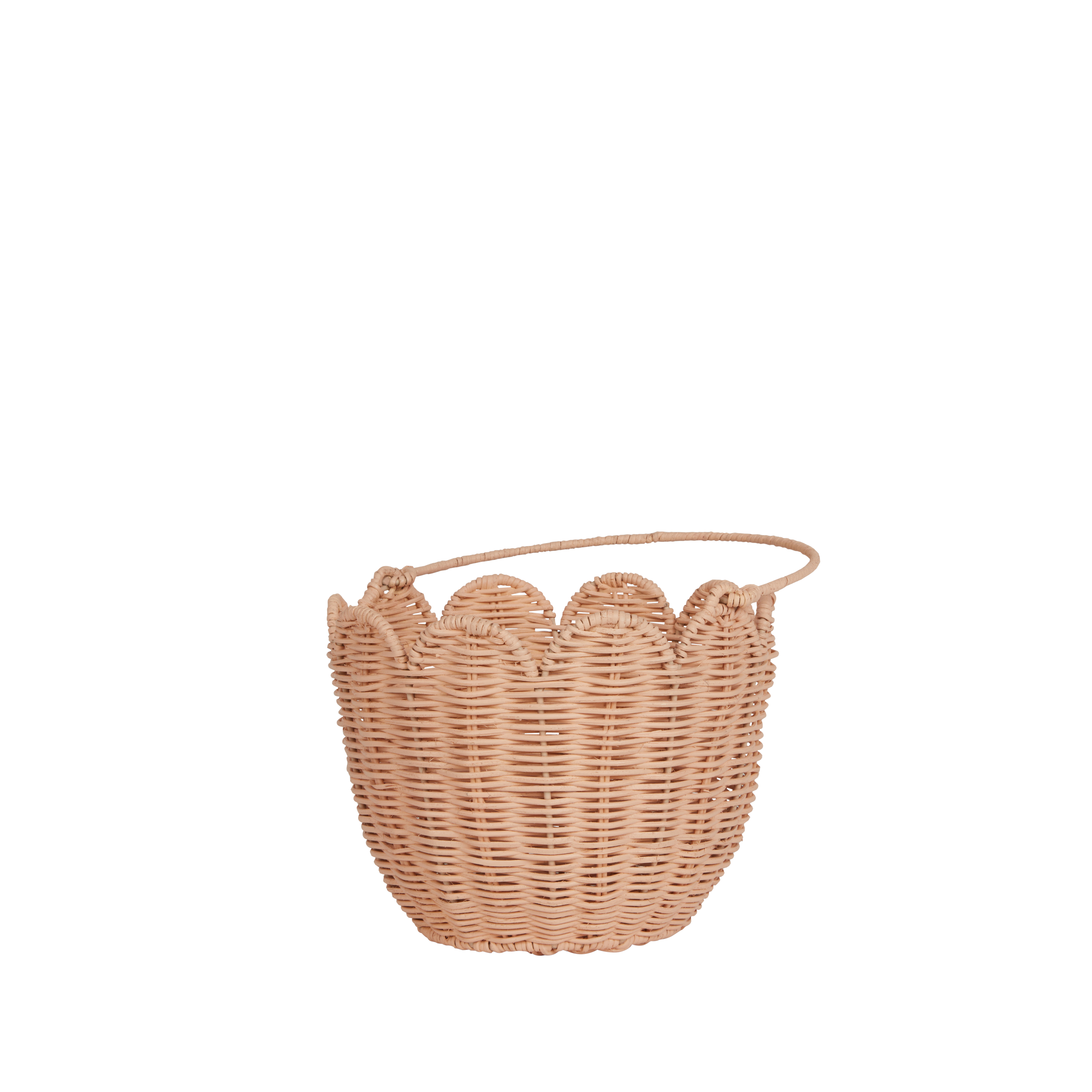 Rattan Tulip Carry Basket - Seashell Pink