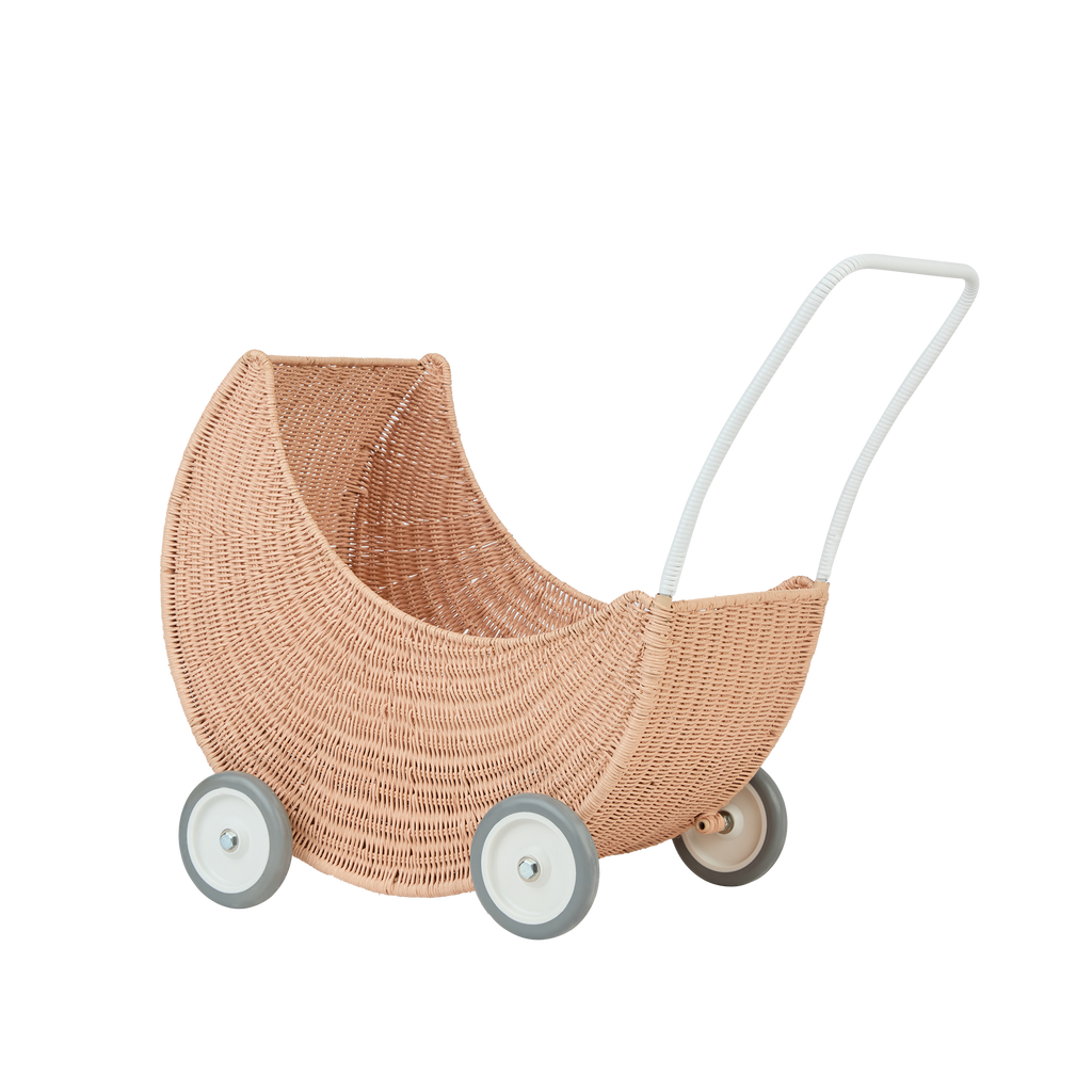 Olli Ella Rattan Moon Strolley - Seashell Pink
