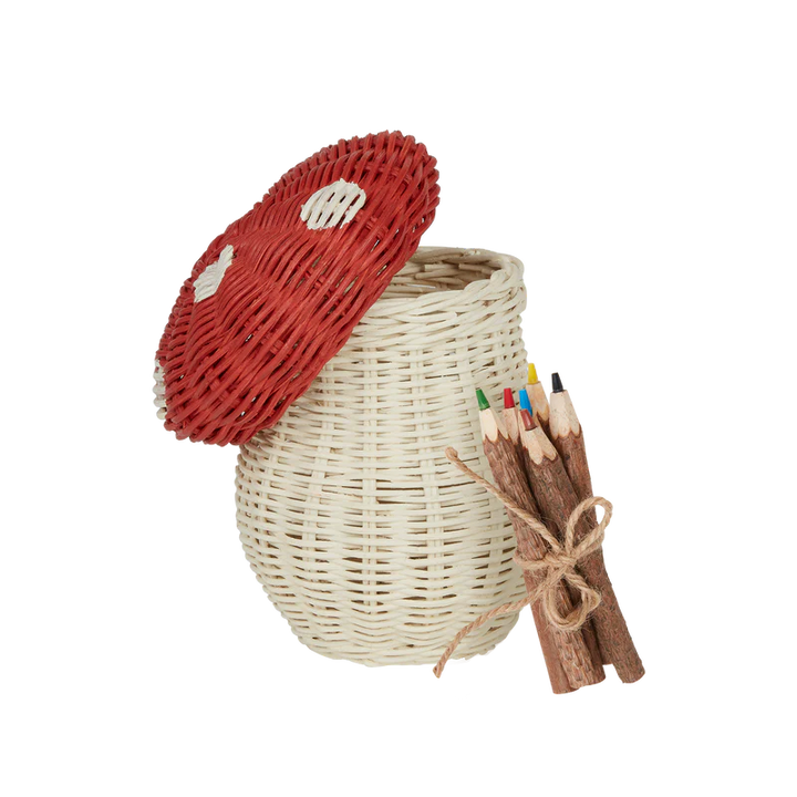 Olli Ella Porcini Basket - Red/Chalk