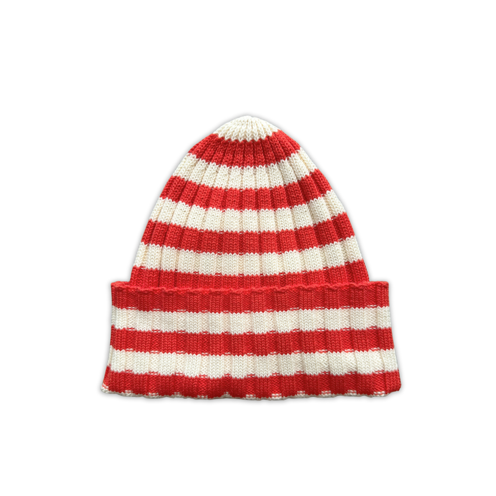 Organic Striped Pixie Rib Beanie - Sauce