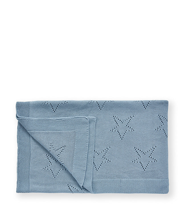 Pointelle Baby Blanket - Baby Blue