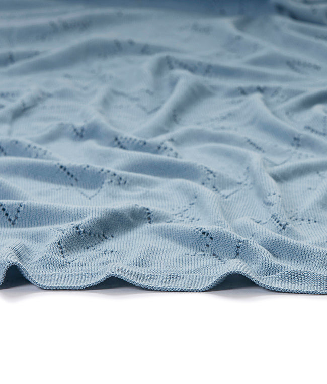 Pointelle Baby Blanket - Baby Blue