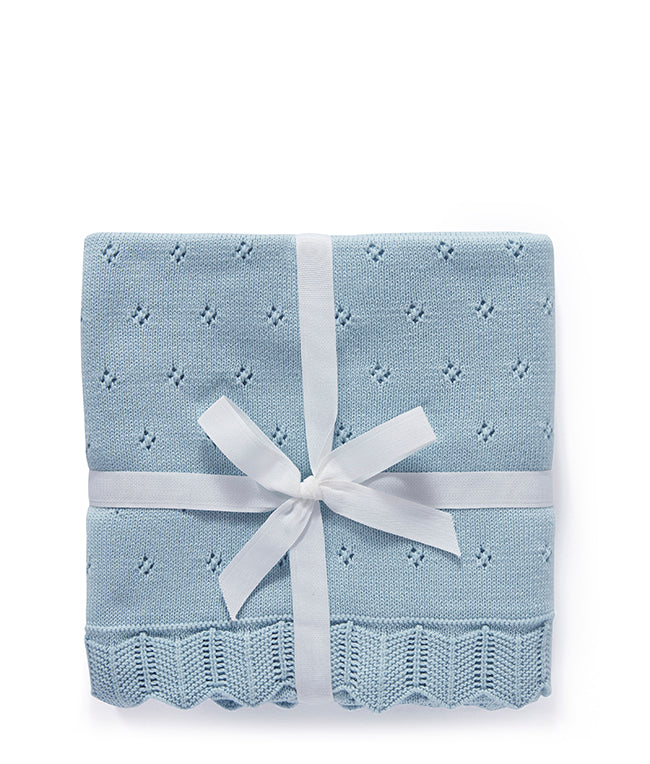 Pointelle Baby Blanket - Baby Blue