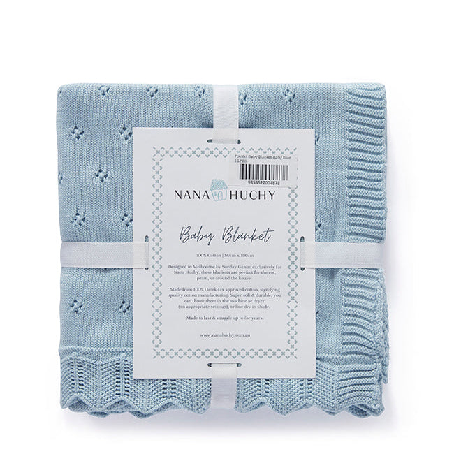 Pointelle Baby Blanket - Baby Blue