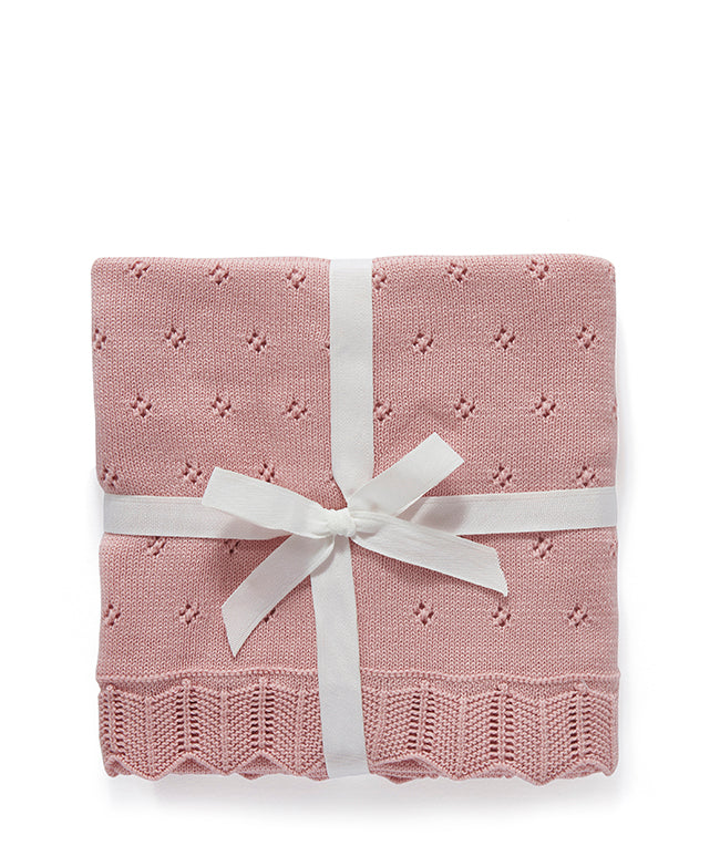 Pointelle Baby Blanket - Fairy Floss Pink