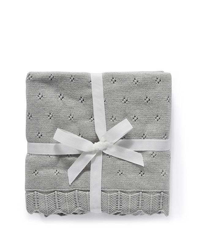 Pointelle Baby Blanket - Sky Grey