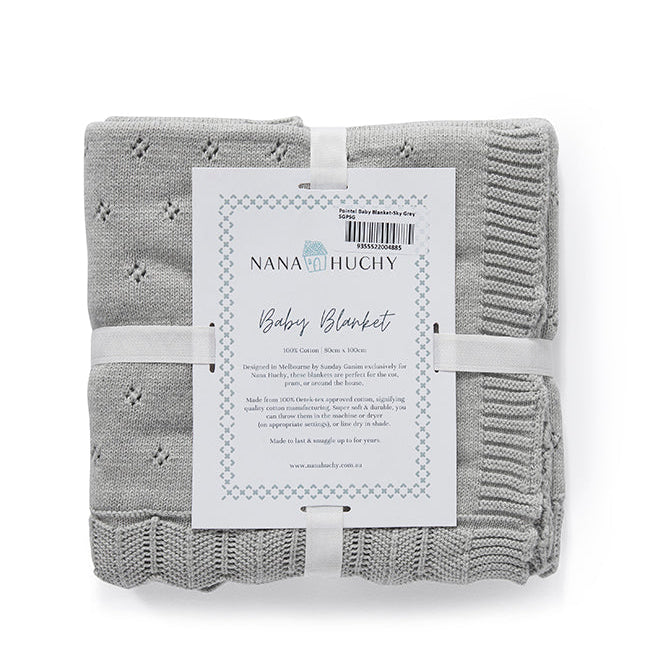 Pointelle Baby Blanket - Sky Grey