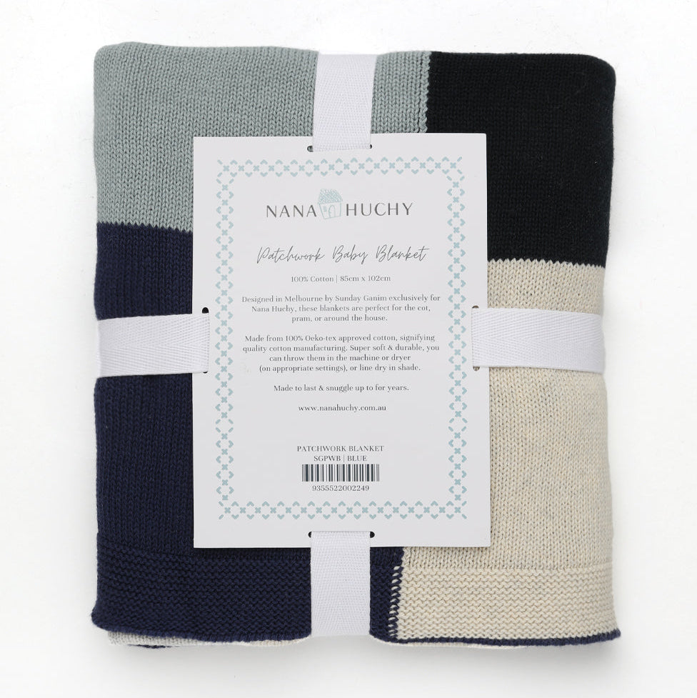 Patchwork Baby Blanket - Blue