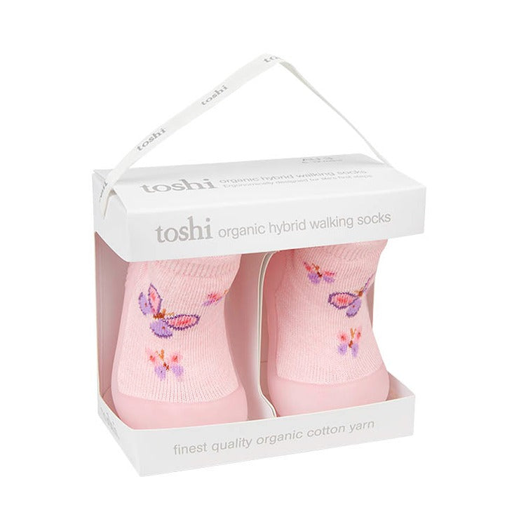 Toshi Organic Hybrid Walking Socks - Jacquard Butterfly / Bliss