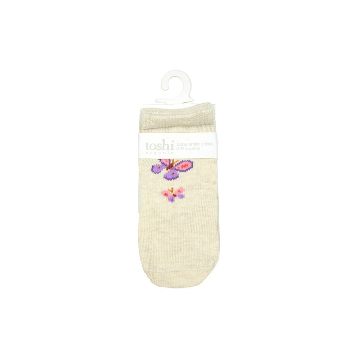 Toshi Organic Socks Ankle - Jacquard / Butterfly Bliss