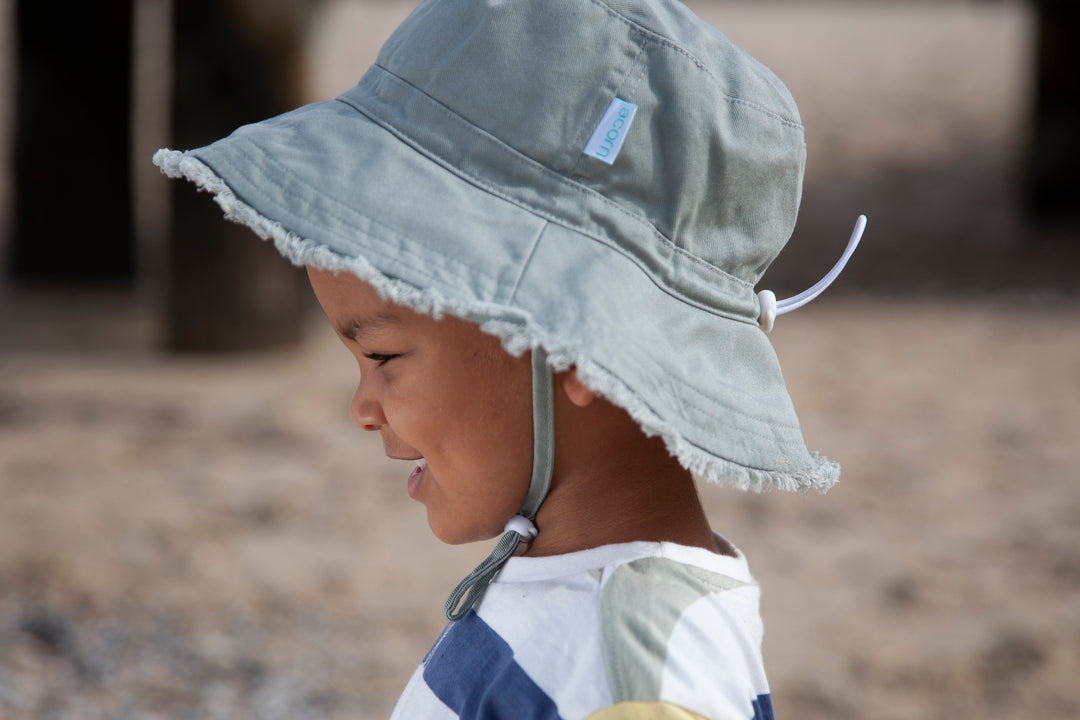 Acorn Khaki Frayed Bucket Hat