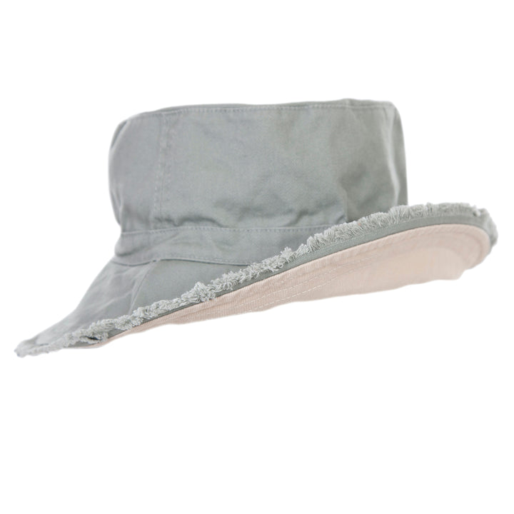 Acorn Khaki Frayed Bucket Hat