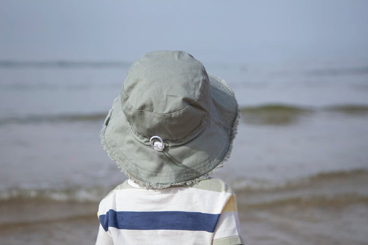 Acorn Khaki Frayed Bucket Hat