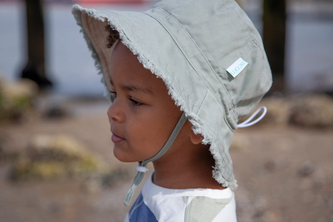 Acorn Khaki Frayed Bucket Hat