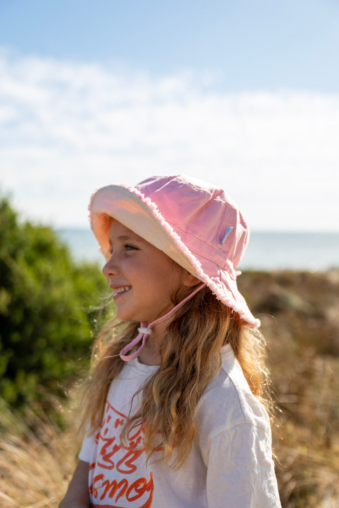 Acorn Strawberry Frayed Bucket Hat