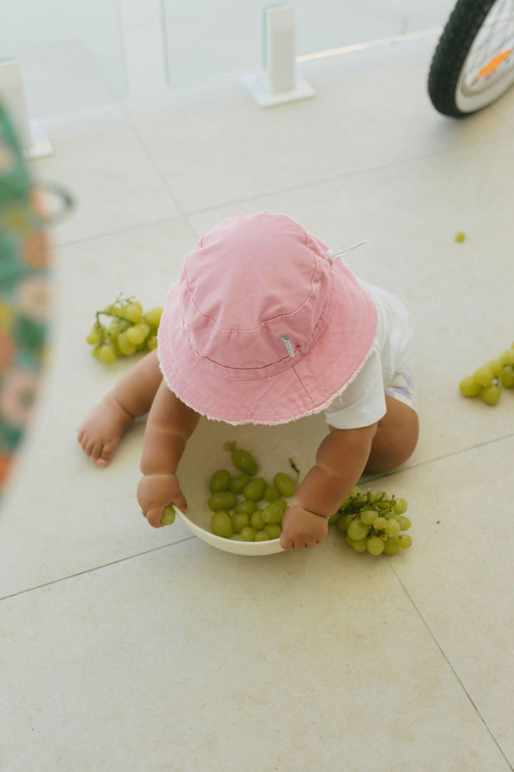 Acorn Strawberry Frayed Bucket Hat