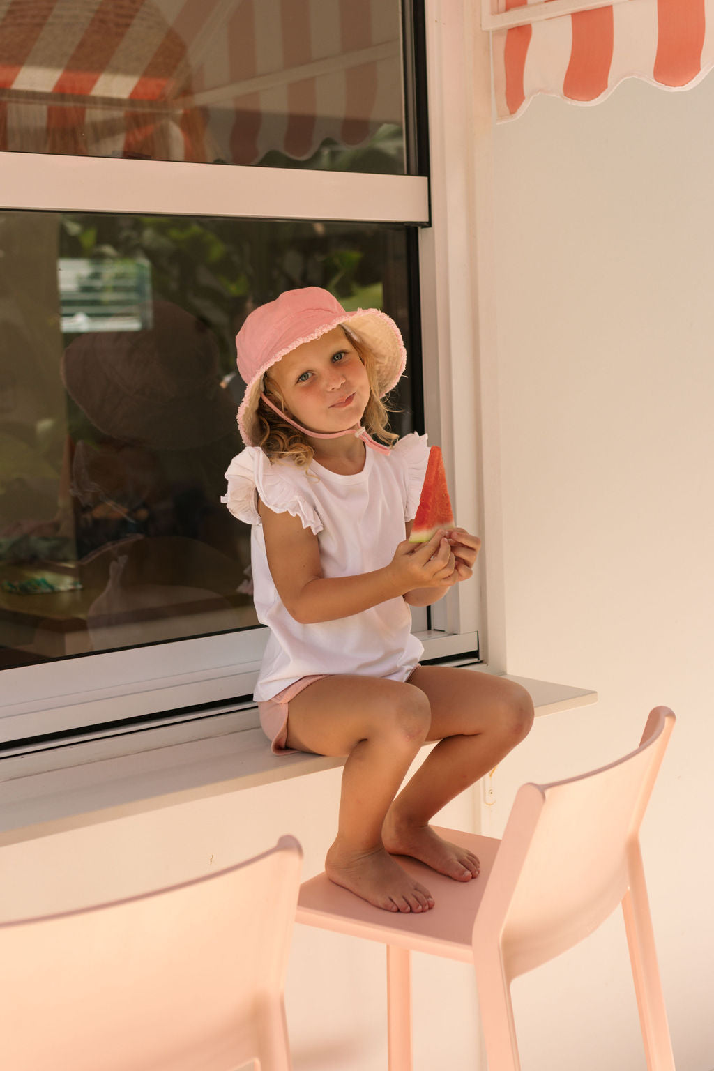 Acorn Strawberry Frayed Bucket Hat