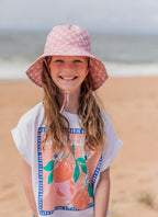 Acorn Pink Checks Broad Brim Bucket Hat