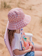 Acorn Pink Checks Broad Brim Bucket Hat