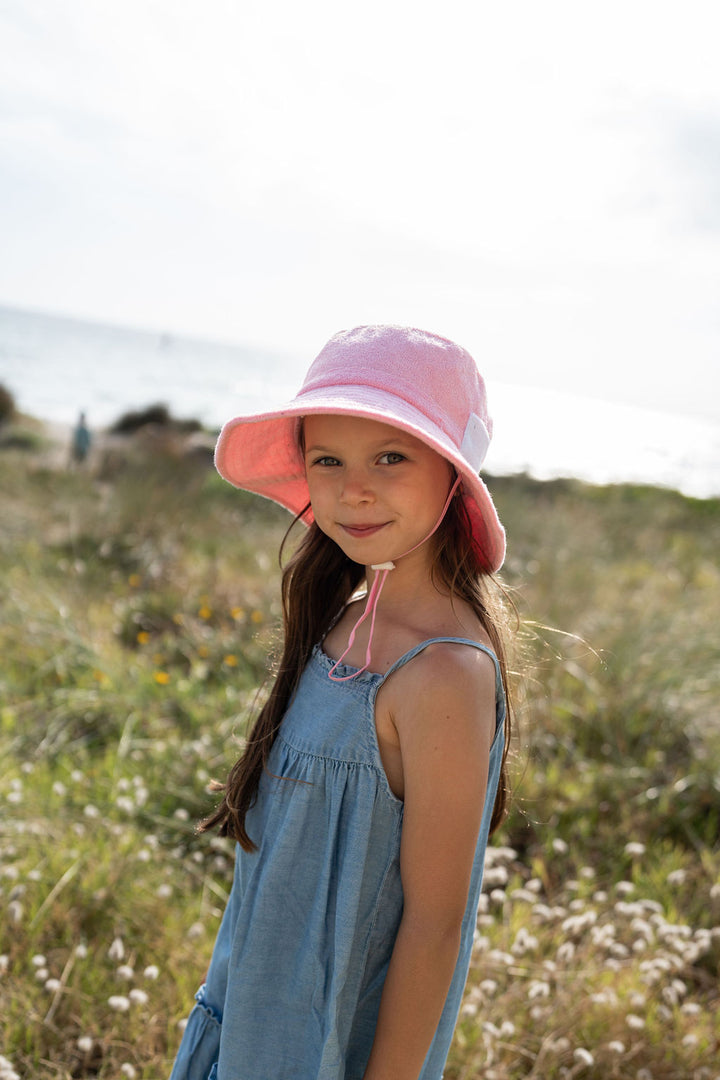 Acorn Terry Towelling Bucket Hat - Light Pink